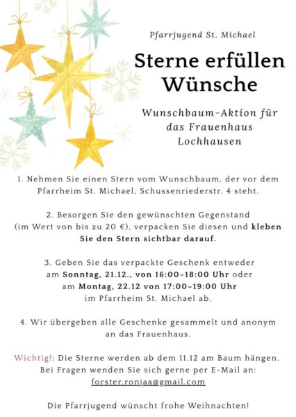 Plakat Wunschbaum-Aktion für das Frauenhaus Lochhausen der Pfarrjugend St. Michael